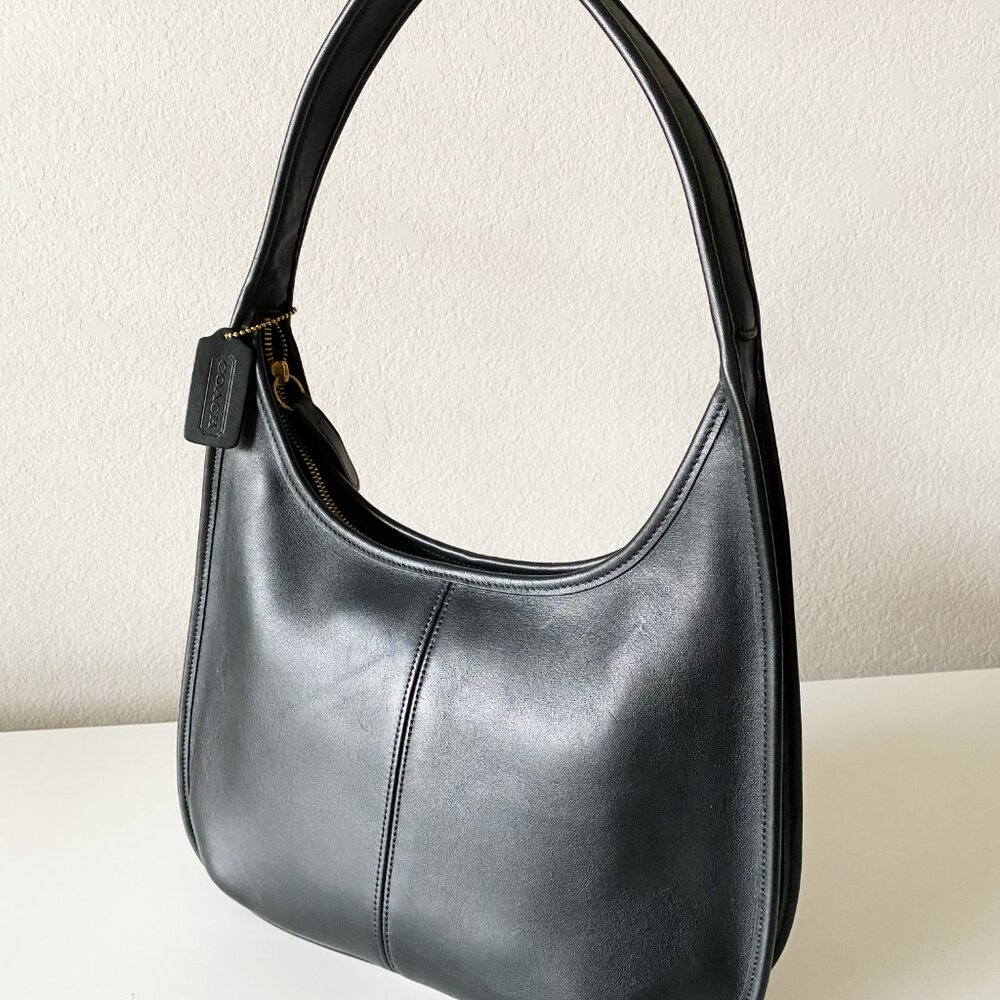 Vintage Coach ERGO 9025 Leather Shoulder Bag Black EXCELLENT